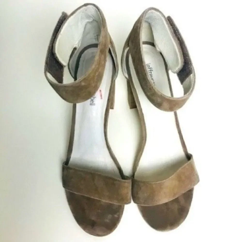 Jeffrey Campbell Lindsay Ankle Strap Heels nude cream suede 9.5 BoxG
